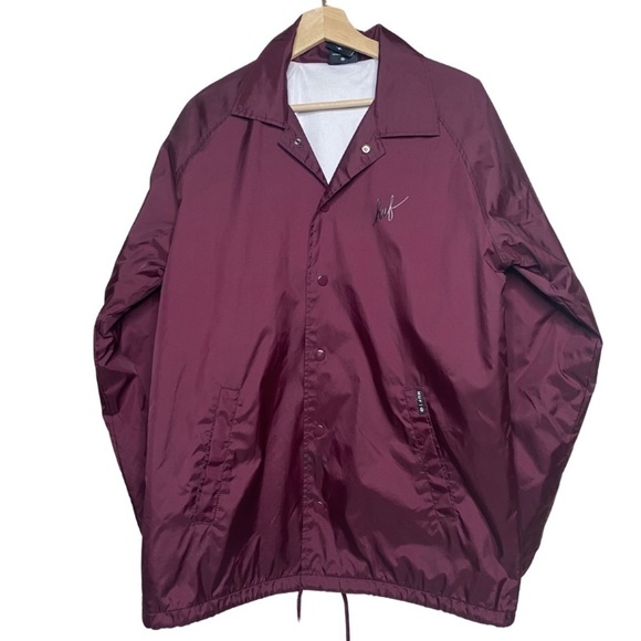 Huf Big H Burgundy Coach Jacket Sz M - Picture 3 of 11